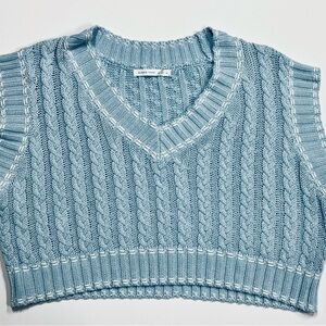 Altar’d State Oversized Blue Cable Knit Sweater Vest